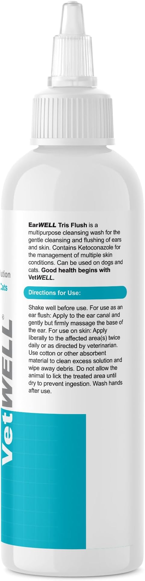VetWELL Dog Ear Cleaner Solution & Infection Treatment for Dogs & Cats, Tris Otic Cleanser Drops Helps Eliminate Odor and Relieve Infections - 12oz