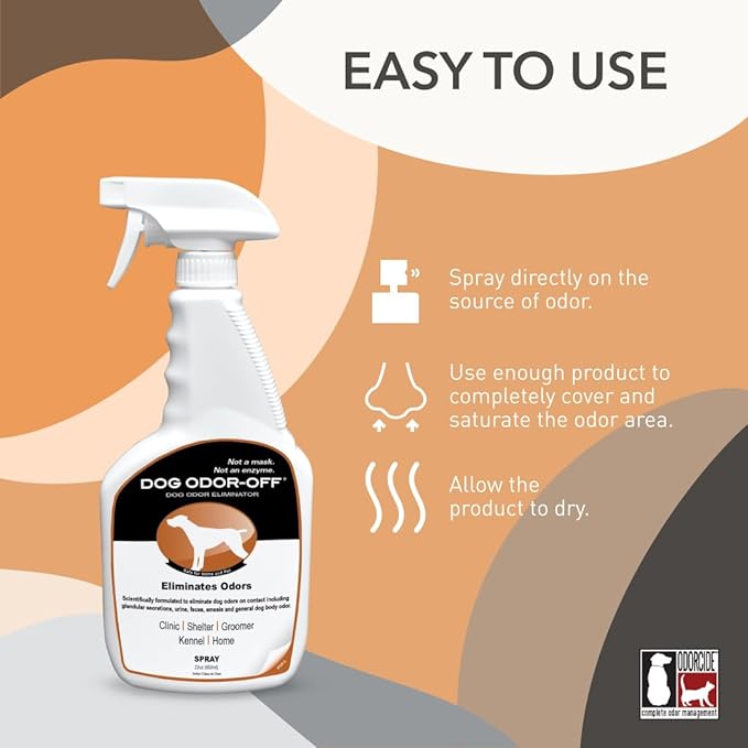 THORNELL Dog Odor-Off Pet Odor Eliminator Spray Bottle – Ready to Use Dog Carpet Cleaner – Dog Urine Carpet Cleaner for Home, Glandular Secretions, Feces Odors (22 Fl Oz)