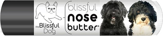 The Blissful Dog Portuguese Water Dog Nose Butter for Dry, Cracked Skin, Lick-Safe Dog Nose Balm with Moisturizing Shea Butter, Almond, Olive, and Essential Oils, Pet Supplies, Uncented, 0.15 oz.