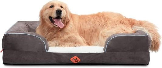 Laifug Large Orthopedic Premium Memory Foam Dog Bed, Dog Sofa with Washable and Removable Suede Cover, Waterproof Liner and Non-Slip Bottom Light Brown, X-Large(44''x34''x9'')