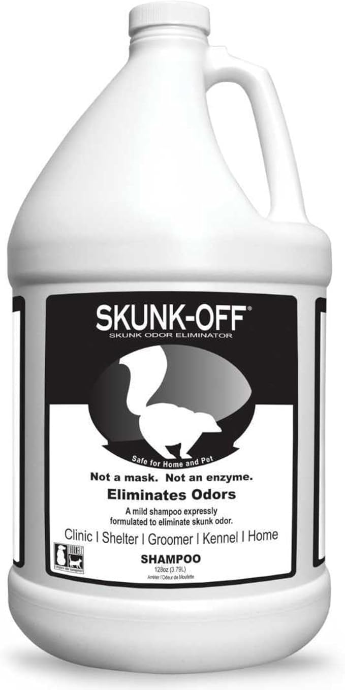 Skunk Off Pet Shampoo – Ready to use Skunk Odor Remover for Dogs, Cats, Carpet, Car, Clothes & More – Skunk Shampoo Non-Enzymatic Formula (1 Gallon)