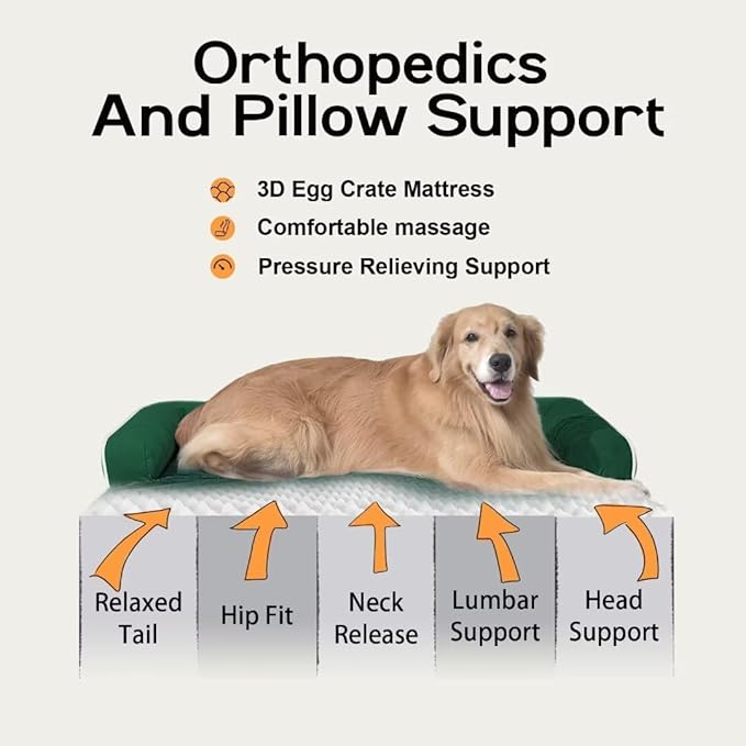 Large Dog Bed Orthopedic Washable: Beds Bolster - XL XLarge Big Dogs - Memory Foam - Ultra-Soft XXL Dog Crate Beds- Waterproof with Removable Cover
