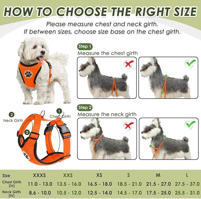 SlowTon Dog Seat Belt Harness for Car, Dog Car Harness Adjustable Mesh Breathable & Dog Seatbelt Safety Tether with Elastic Bungee for Small Medium Large Pets(Orange, Double Clip, M)