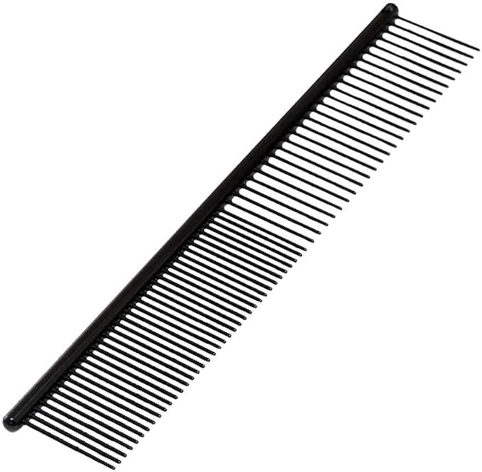 Ryan's Pet Supplies Paw Brothers Greyhound Style Teflon Comb for Dogs, Professional Grade, True Teflon, Fine/Medium, Ergonomic Handle, 7.5 in.