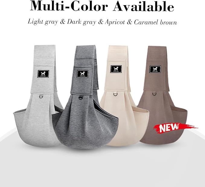 Dog & Cat Carrier Sling, Adjustable Soft Padded Shoulder Puppy Carrier, Hands-Free Dog Carrier Bag with Double Safety Buckles Premium Material for Outdoor Travel （Caramel, M）