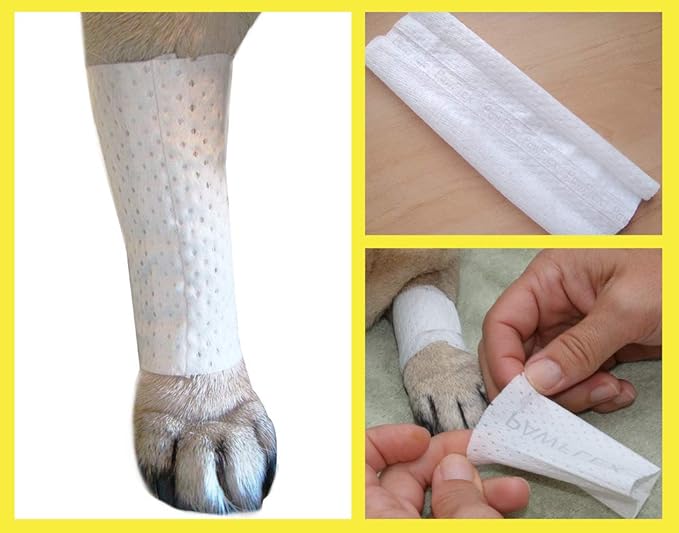 Protective Sleeve Tubular Cover - Bandages - for Dogs Cats and Other Pets First Aid Wound Care Comfortable Non-Adhesive Breathable & Water Resistant 18 Strips (yields 36-54 Covers)-(Small)