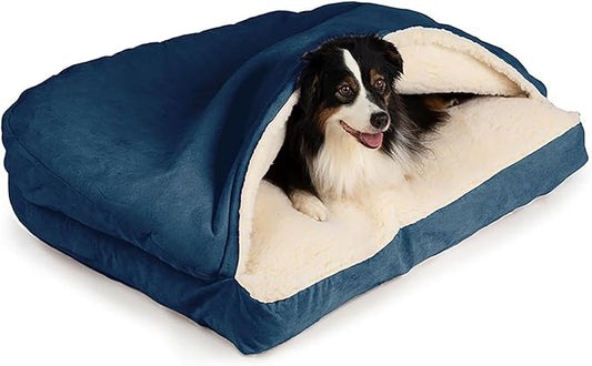 Snoozer Pet Products Luxury Rectangle Cozy Cave Dog Bed with Microsuede, Extra Large, Sapphire