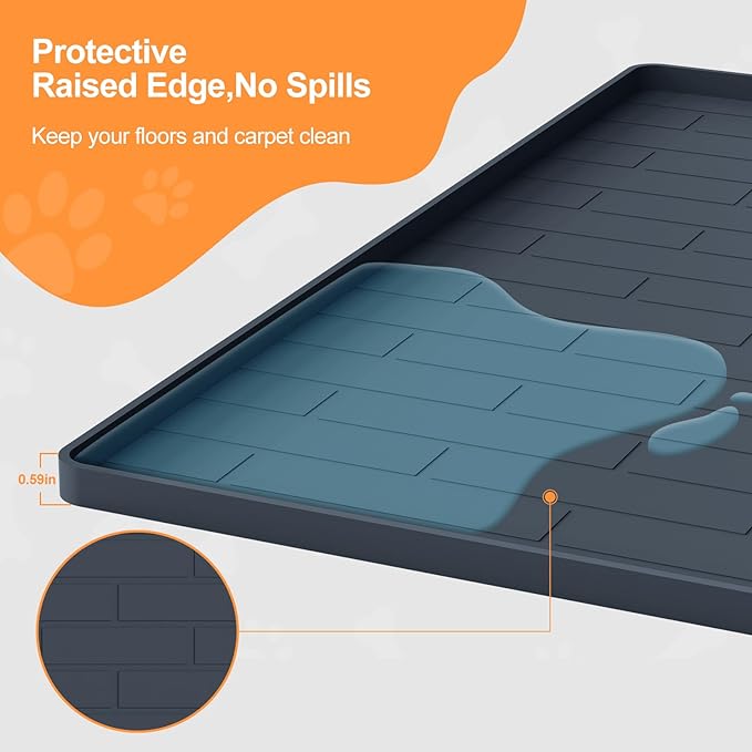 Pee Pad Tray Holder for Dogs,Non-Slip Silicone Dog Puppy Pad Holder,24 x 24 Square Puppy Potty Training Pads,No Spill Raised Lip High Edge,Portable, Leak-Proof Mat Trays for Indoor Floor Protection