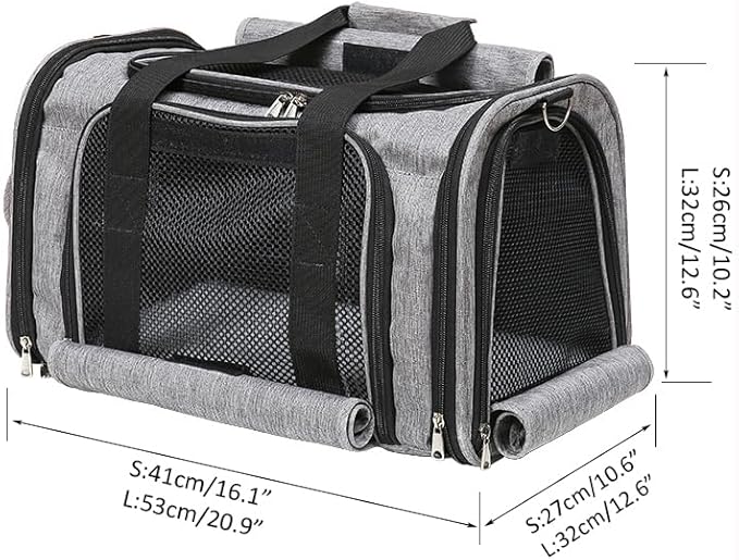 Pet Carrier Bag for Small Medium Cats Dogs Puppies up to 26 Lbs,Steel Frame Dog Carrier,pricacy-Oriented cat Carrier,Collapsible pet Carrier for Easy Storage (Grey, Large:20.9"X12.6"X12.6")