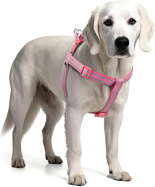 Stripe Step in Dog Harness for Small Dogs, Freedom Nylon Dog Halter Vests, Lightweight and Escape Proof Puppy Harness, Quick Fits for Small Medium and Large Dogs, Pink M