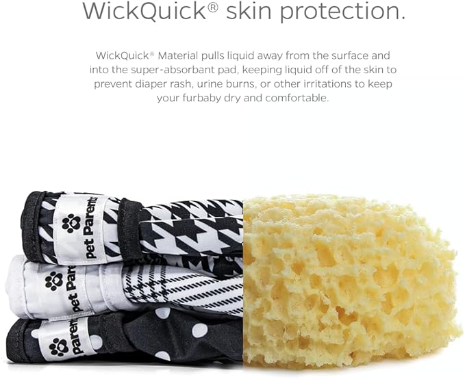 Pet Parents® Washable Dog Diapers (3pack) + Extendrs® of Durable Doggie Diapers, Premium Dog Diapers Female (Medium, Luxe)