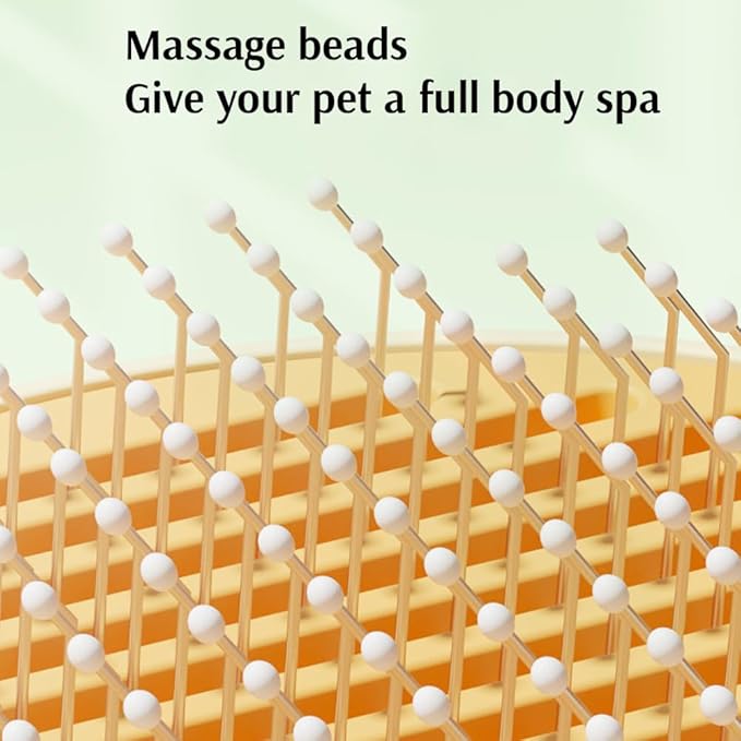 Pet Grooming Brush for Cats & Dogs –Cat Brushes for Indoor Cats, Cat Grooming Supplies –With Massage Function for Short & Long Hair, Removes Loose Fur & Undercoat – Self-Cleaning Slicker Brush (Beige)