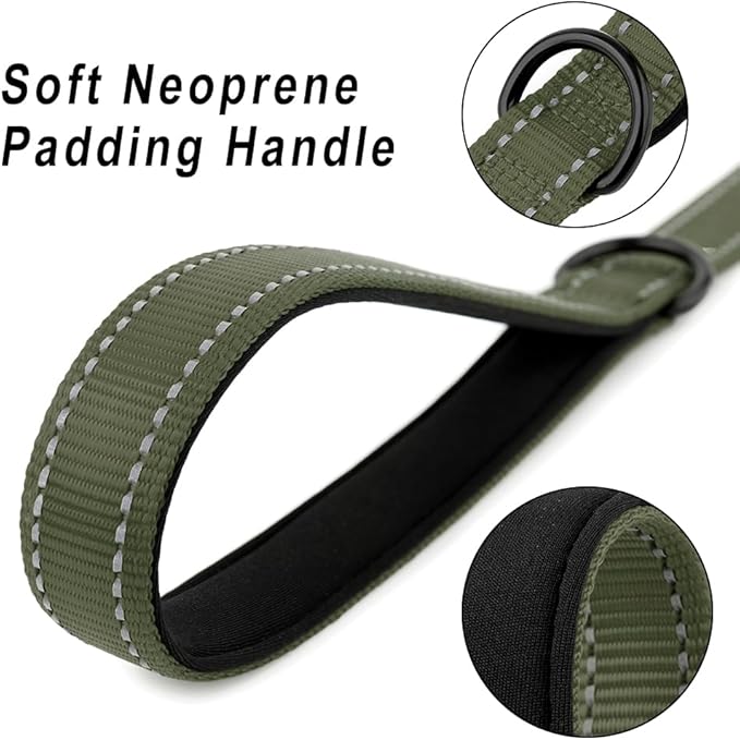 PLUTUS PET Short Training Dog Leash with Padded Handle for Medium Large Dogs,18 Inch Heavy Duty Strong Traffic Leash with Carabiner Clip for Climbing Walking or Guiding Blind(18”，Ranger Green)