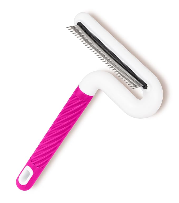 Pet Flea Comb for Dogs & Cats - Grooming Tool with Long & Short Steel Teeth, Safely Removes Tangles and Knots, Gentle Detangling Brush for Pet Hair (TG2044)