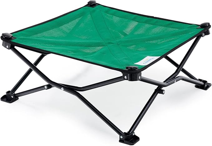 Coolaroo On-The-Go Elevated Dog Bed - Foldable Pop-Up Travel Dog Bed with Breathable, Moisture-Resistant Fabric, Carry Bag Included, Lightweight & Portable, Emerald Green, Standard