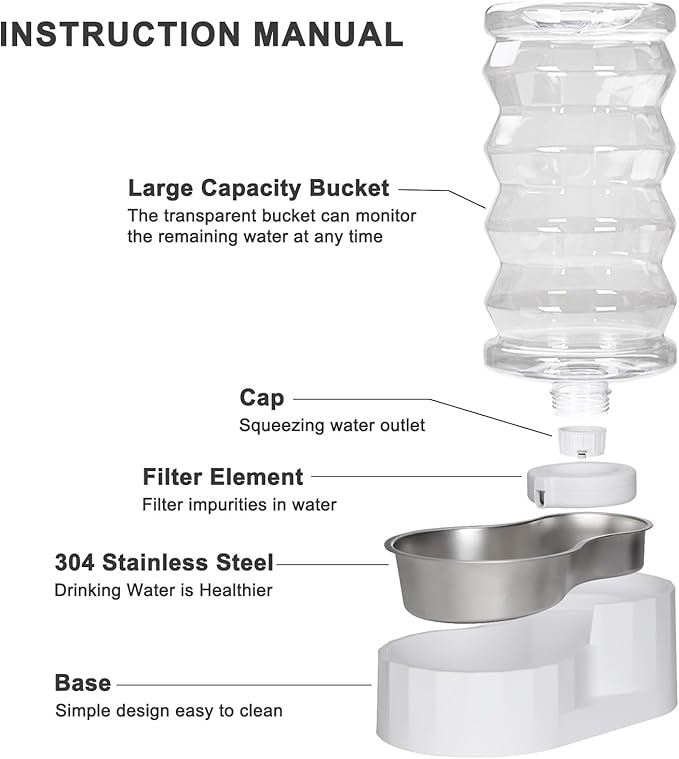 Sfozstra Automatic Pet Waterer,8L Gravity Stainless Steel Water Dispenser,100% BPA-Free, Large Capacity Water Feeder for Cats and Small and Medium-Sized Dogs