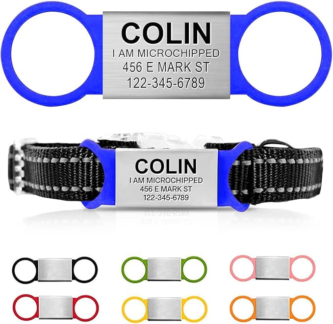 Personalized Dog/Cat ID Tags - Custom Engraved Name Tags - Slide On, No Noise - Small, Medium, Large Sizes