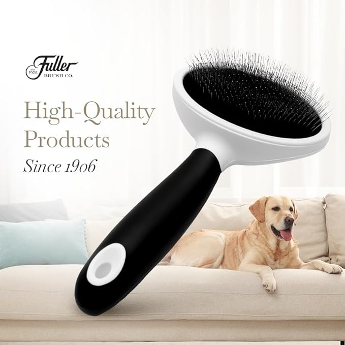 Fuller Brush Slicker Pet Brush - Angled Fine Steel Wires - Ergonomically Designed Rubberized Handle For Comfort & Control - Remove Shedding & Matted Hair - Tool For Grooming Dogs & Cat