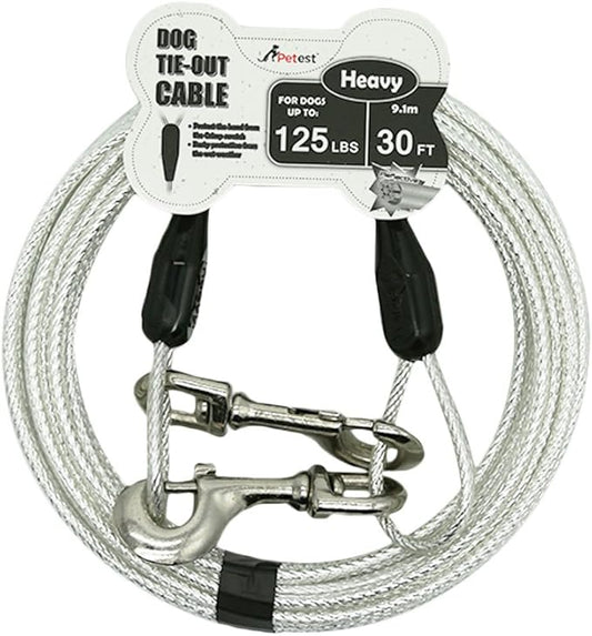 Petest 30ft Reflective Tie-Out Cable for Heavy Dogs Up to 125 Pounds
