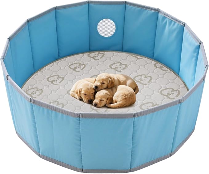 FXW Washable Pee Pads for Dogs, Puppy Pads with Super Absorbent, Specifically Designed for Whelping Box, 32" Round, Khaki, 1 Pack