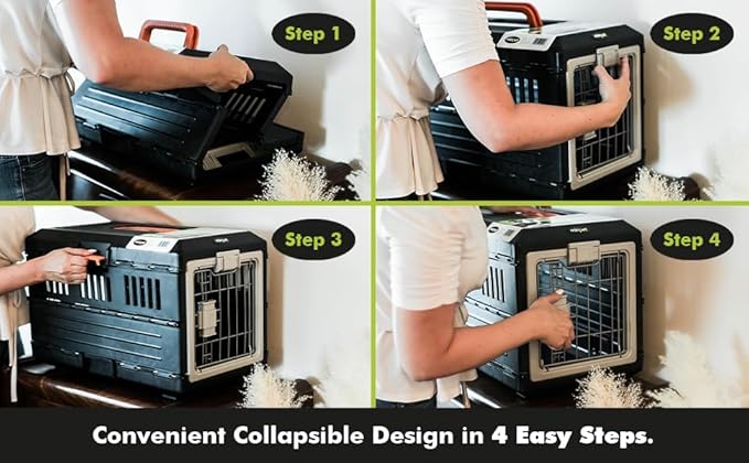 USA Pet Carrier & Crate 26" - Premium Collapsible Design for Medium Cats and Dogs - Portable Kennel for Indoor/Outdoor Use - 360-Degree Ventilation & Hard Plastic Wall Protection
