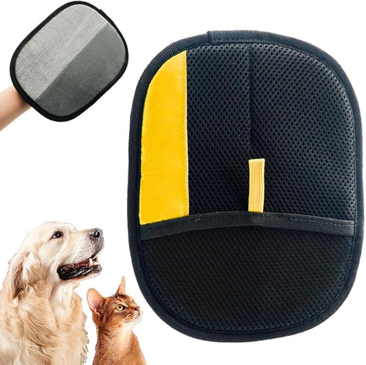 2025 Thickened and Powerful Pet Hair Removal Glove, Pet Grooming Gloves for Cats and Dogs, Washable and Reusable Pet Hair Remover Glove (Yellow)