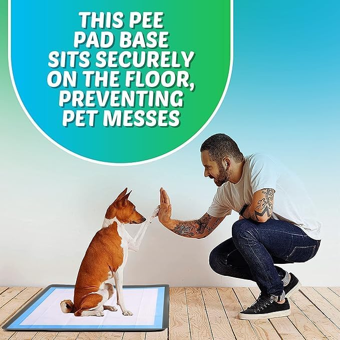 TidyFriend 2 Pk Dog Pee Pad Holder Tray Fits for 24” x 36” Pee Pads with Corner Lock Holes, Raised Edges, Non-Spill, Easy to Clean Silicone Dog Potty Tray Holder, for Indoor Floor Protection (Grey)