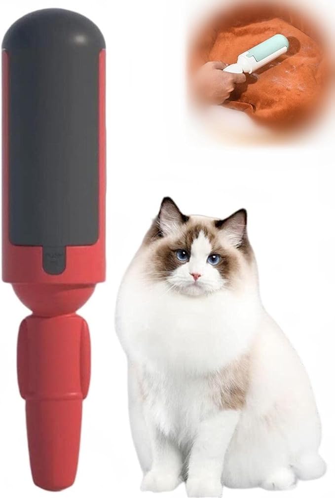 2023 New Pet Hair Remover Roller, Pet Hair Remover, Reusable Pet Hair Remover, Washable Dog/Cat Hair Remover, Fur Remover, Pet Hair Remover for Couch, Best Pet Hair Remover for Furniture (B-Red)