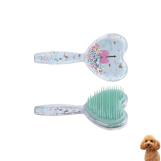Small Dog Brush, Soft Dog Grooming Comb for Shih Tzus, Yorkies, Maltipoos, Maltese, Love Shape Puppy Massaging Pet Hair Brush, Cat Brush, for Small Dogs Cats of All Hair Types (Sky Blue)