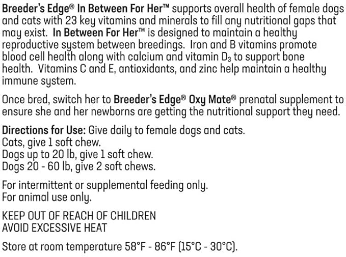 Revival Animal Health Breeder's Edge in Between for Her, Female Multivitamin for Cat/Small Dog- 90 ct