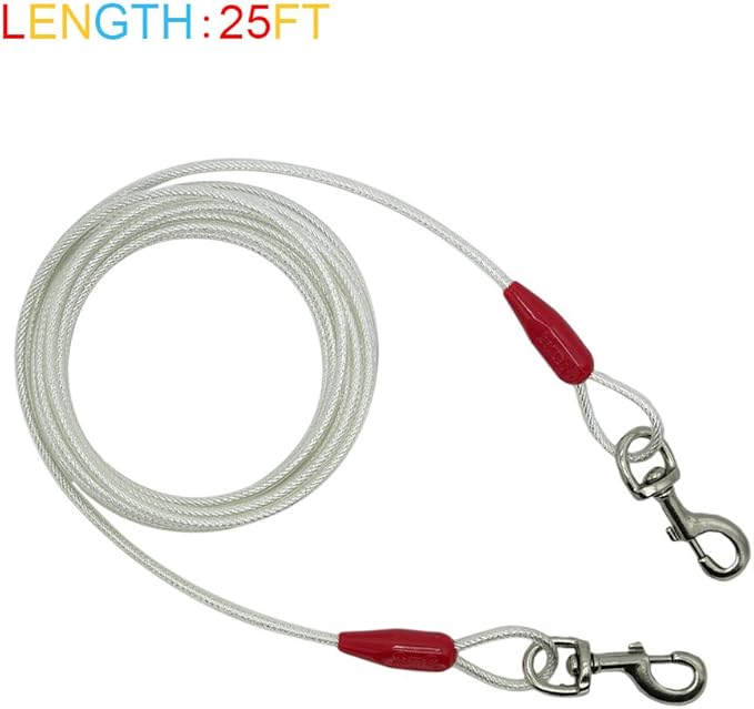 Petest 25ft Reflective Tie-Out Cable for Super Dogs Up to 250 Pounds
