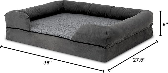 The Dog’s Bed, Large Grey Plush (no Logo), Memory Foam, Pain Relief: Arthritis, Hip & Elbow Dysplasia, Post Surgery, Lameness, Supportive, Calming, Waterproof Washable Cover, Veterinary Approved