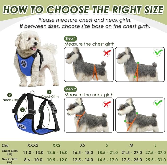 SlowTon Dog Seat Belt Harness for Car, Dog Car Harness Adjustable Mesh Breathable & Dog Seatbelt Safety Tether with Elastic Bungee for Small Medium Large Pets(Blue, Double Clip, M)