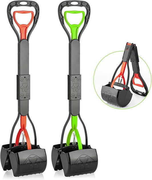 TIMINGILA Pooper Scooper 2 Pack, 28" Long Handle No Touch Dog Pooper Scooper for Large Medium Small Dogs, Durable Spring & Lightweight, Waste Pickup Tool for Dogs in Lawns/Grass/Dirt/Gravel