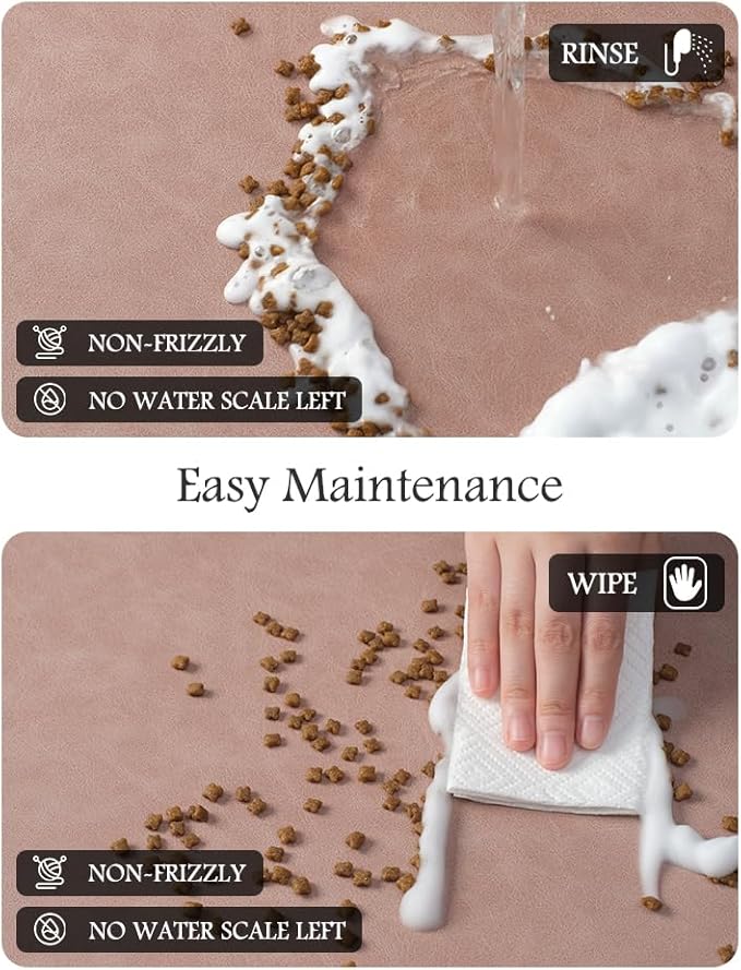 Pet Feeding Mat-Absorbent Dog Mat for Food and Water Bowl-No Stains Quick Dry Water Dispenser Mat-Dog Accessories Pet Supplies-Bowl for Messy Drinkers（Dusty Pink,23"x34"