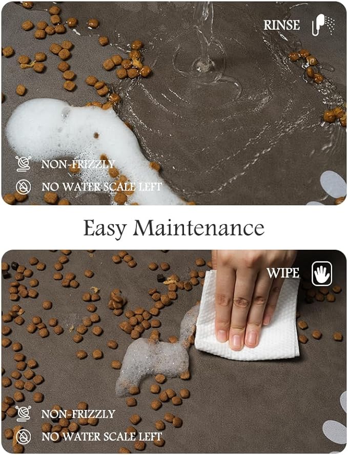 Pet Feeding Mat-Absorbent Dog Mat for Food and Water Bowl-No Stains Quick Dry Water Dispenser Mat-Dog Accessories Pet Supplies-Bowl for Messy Drinkers（Brown,17"x28"