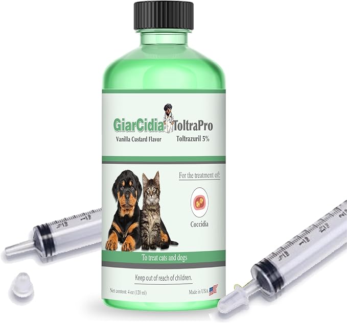Toltrazuril 5.0% for Cats and Dogs - 120mls / 4oz- Vanilla Flavour - Giarcidia Toltra Pro
