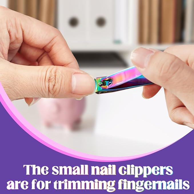 Rocutus 2pcs/Set Portable Nail Scissors Adult Pedicure Nail Clippers Household Small Scissors Foot Manicure Scissors Manicure Tools (Bight Colorful)