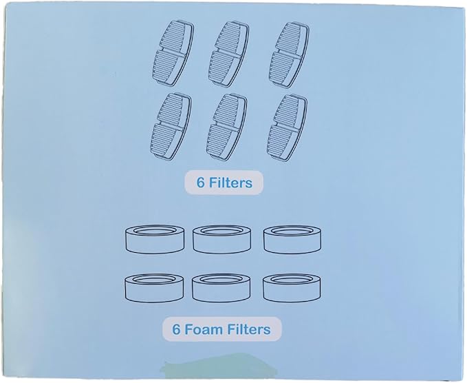 Pet Fountain Filter Replacement: 16 Pet Water Fountain Filters for FOFNON Cat Water Fountains - 4 Months Set of Cat Fountains Filter - Including 8 Pieces of Filters + 8 Pieces Sponges