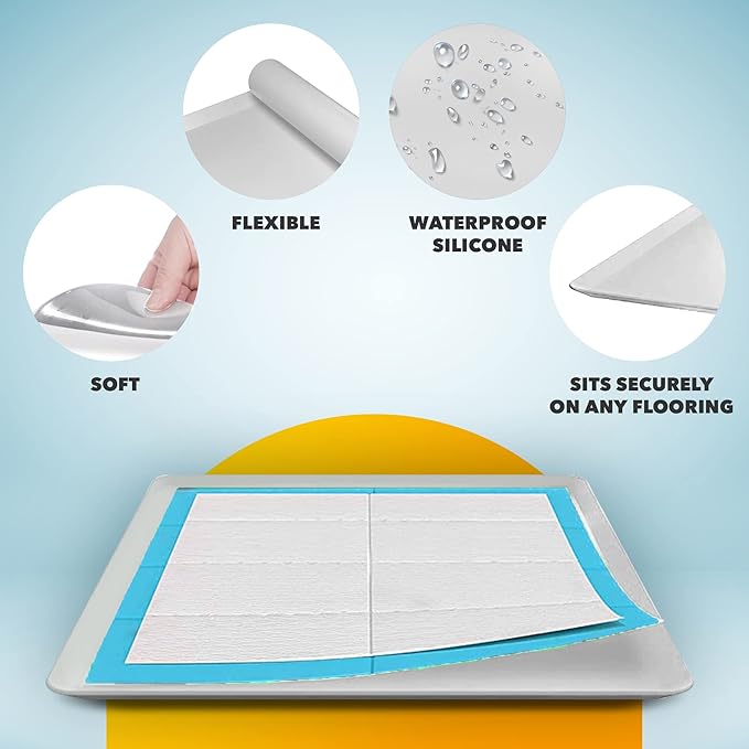 TidyFriend 2 Pack Dog Pee Pad Holder Tray Fits for 24” x 24” Wee Wee Pee Pads - Stable Grip, Raised Edges, Quick-Wipe Silicone Surface Dog Potty Tray Holder for Indoor Flooring Protection (Grey)