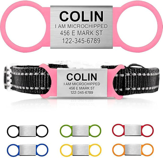 Personalized Dog & Cat ID Tags - No Noise, Engraved, Slide On - Custom Collar Tags for Small, Medium, Large Pets - Silent Puppy Identification Tags