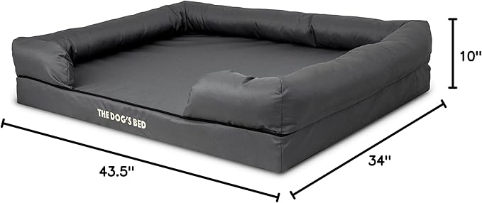 The Dog’s Bed XL Grey 43.5x34, Memory Foam, Pain Relief: Arthritis, Hip & Elbow Dysplasia, Post Surgery, Lameness, Supportive, Calming, Waterproof Washable Cover, Veterinary Approved