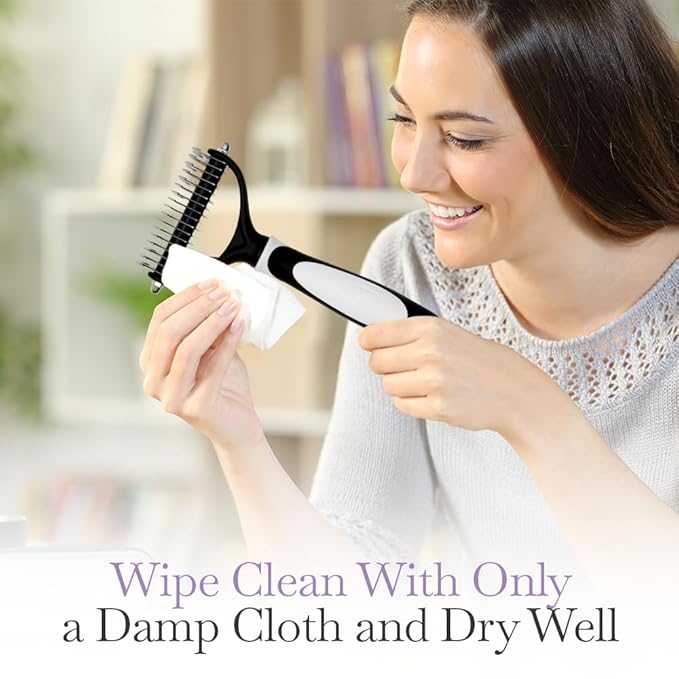 Fuller Brush Dual-Head Dematting Pet Comb - Stainless Steel Teeth with Slightly Sharp Edges - 7 Narrow-Gap & 9 Wider-Gap on Other Side - Use to Remove Stubborn Fur & For Grooming Dogs & Cats