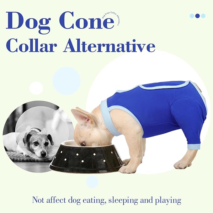 ROZKITCH Dog Surgery Leg Sleeve Rear Legs, Male Female Pet Prevent Licking Wound Elbow Knee Protector, Dog Recovery Suit Cone Collar Alternative Pants Shirt for Wound Heal Wrap Blue S