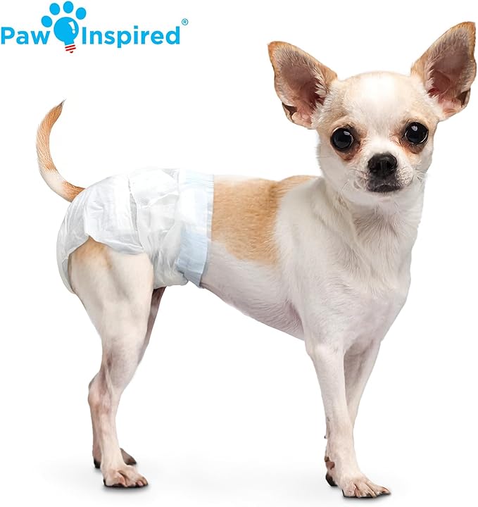 Paw Inspired Disposable Dog Diapers, Female Dog Diapers Ultra Protection, Diapers for Dogs in Heat, Excitable Urination, or Incontinence, XXS 32 Count