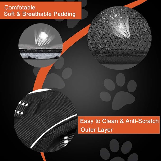 PHOEPET No Pull Dog Harnesses for Small Dogs Reflective Adjustable Front Clip Vest with Handle 2 Metal Rings 2 Buckles [Easy to Put on & Take Off](S, Red)