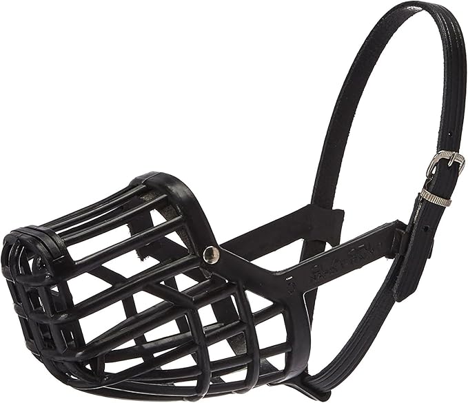 Leather Brothers Italian Basket Dog Muzzle, Adjustable Secure Fit, Comfortable Design, Training and Safety, Averts Biting, Prevents Chewing and Scavenging, Perfect for Grooming - Black, Size 5