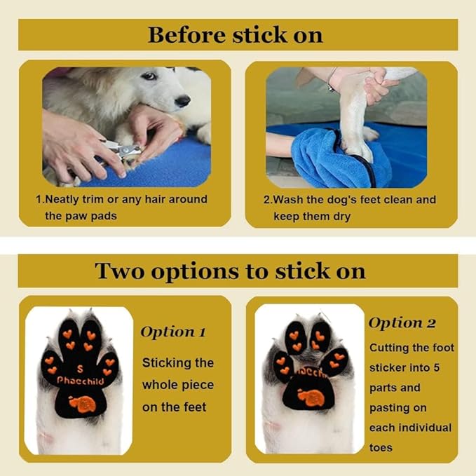 Dog Paw Pads Anti-Slip Grips,Dog Paw Protectors for Senior Dogs on Hot Pavement,Provides Traction to Keep Them from Slipping on Smooth Floors 12 sets-48 Pads Black XL