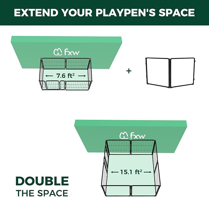 FXW Homeplus Unleashed Indoor Dog Playpen - Stress-Free and Safe Play, Heavy Duty 24 Inch 2 Acrylic Panels Dog Pen for Puppy and Small Dogs, Black│Patented