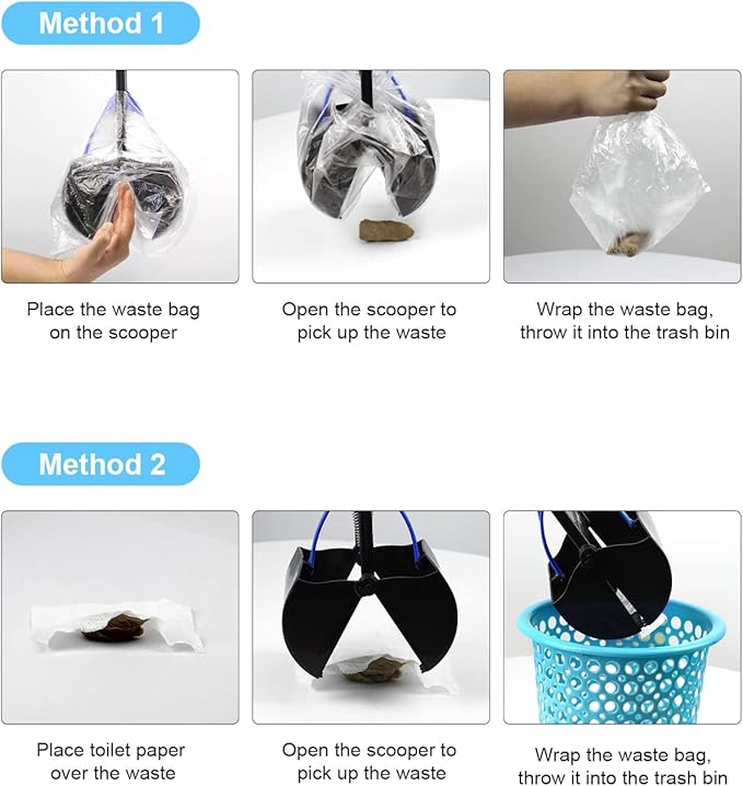 SZHLUX 28" Pooper Scooper, Foldable Dog Pooper Scooper with Unbreakable Material and Durable Spring for Grass and Gravel, Blue